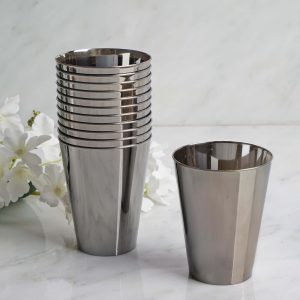 12-Pack Plastic Party Cups 7oz Sleek Chrome Silver - Disposable Drinkware for Events
